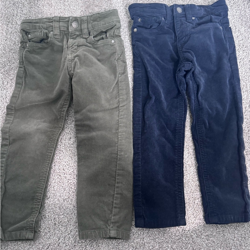 Two Pairs Mayoral Corduroy Pants- Size 2, Navy & Olive